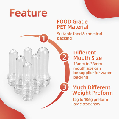 زجاجة ماء عالية السعة OEM Preform 28g 35g